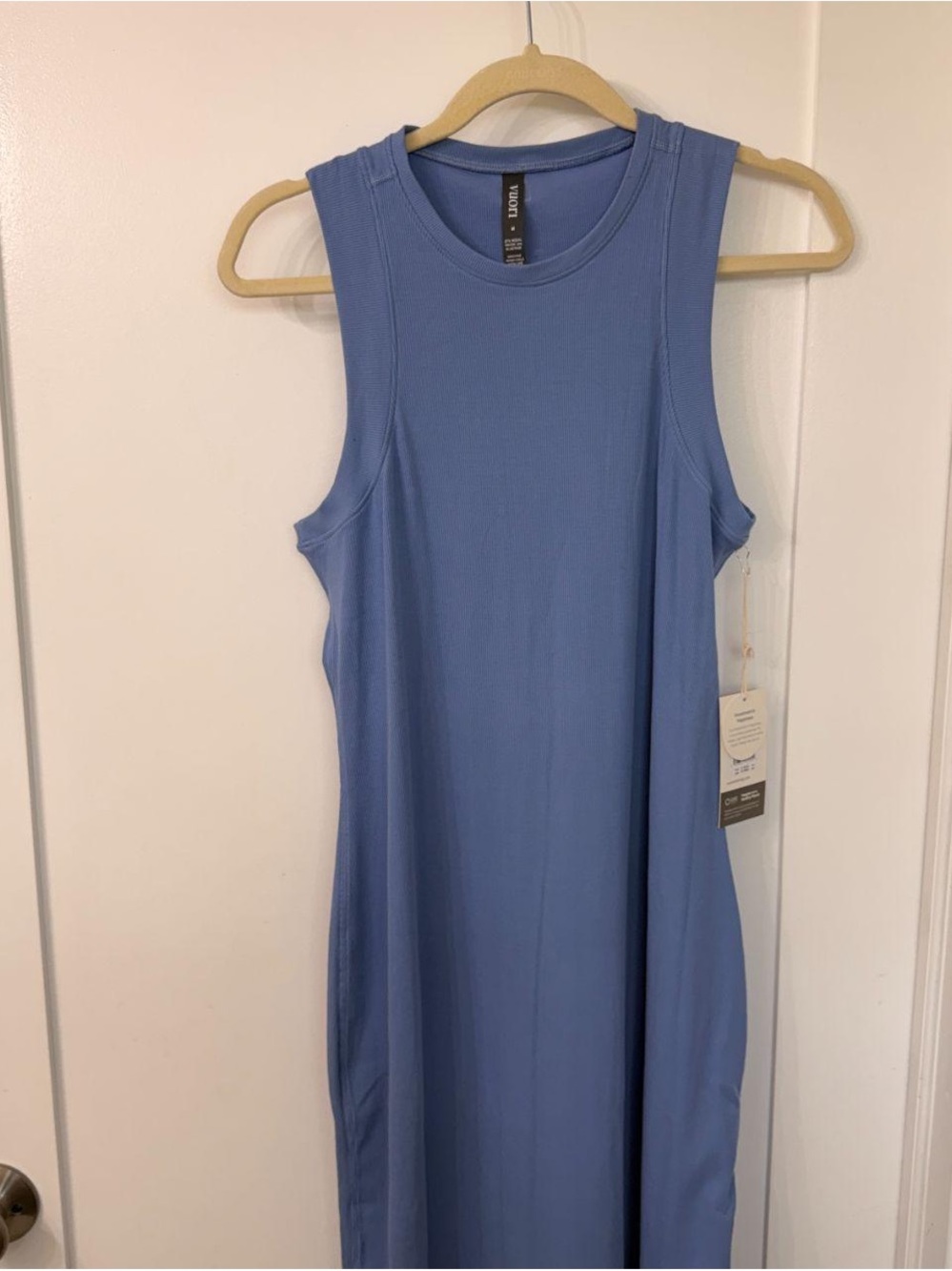 Vuori Ribbed Maxi Dress in Periwinkle Blue